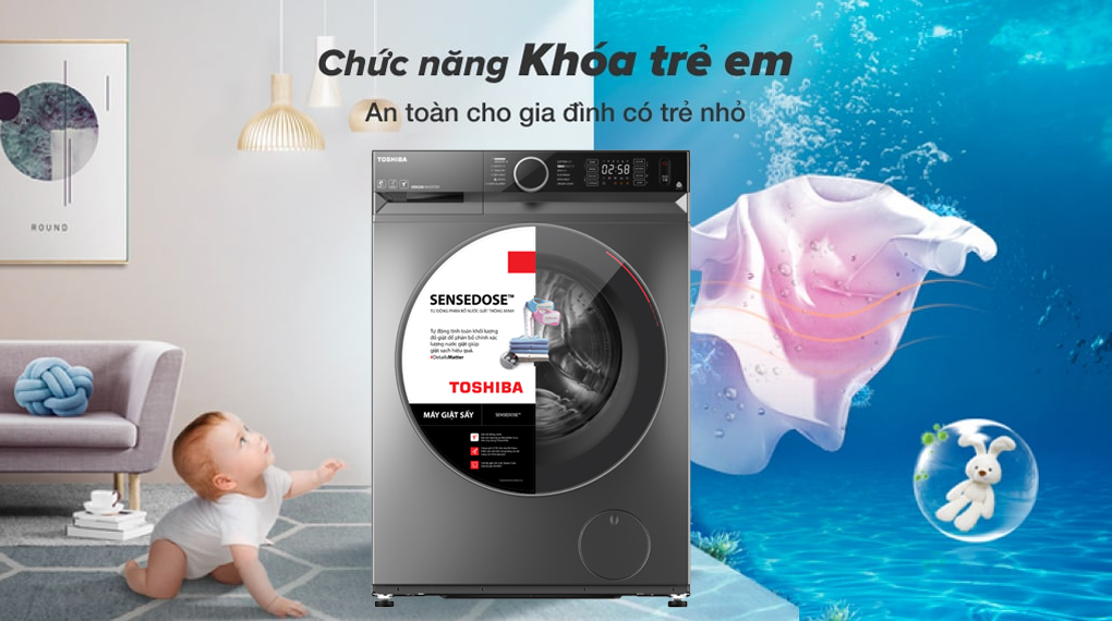 Máy giặt sấy Toshiba Inverter 10.5 kg TWD-BM115GF4V(SK)