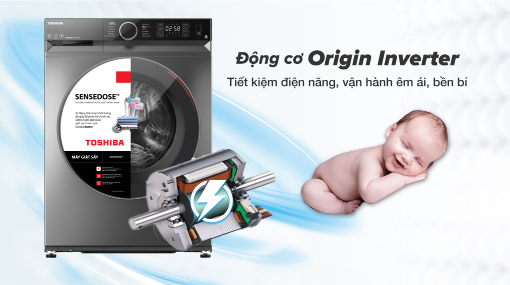 Máy giặt sấy Toshiba Inverter 10.5 kg TWD-BM115GF4V(SK)