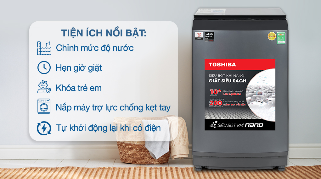 Máy giặt Toshiba Inverter 12 kg AW-DUK1300KV (MK) - Tiện ích Máy giặt Toshiba Inverter 12 kg AW-DUK1300KV (MK) - Tiện ích
