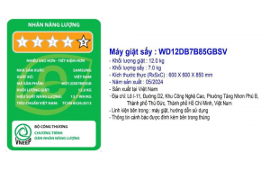 Máy giặt sấy Samsung Inverter giặt 12 kg - sấy 7 kg WD12DB7B85GBSV