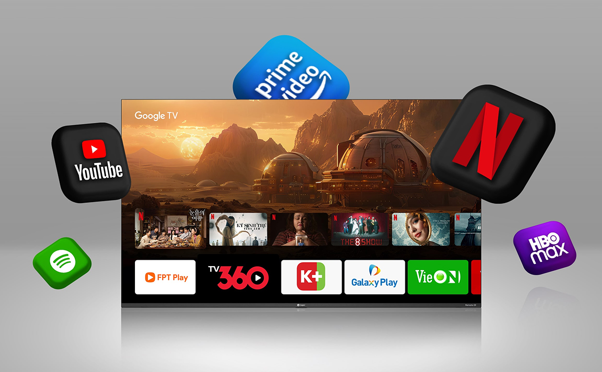 Hệ điều hành Google TV cung cấp ứng dụng phong phú