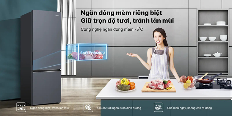 Tủ lạnh Aqua Inverter 324 lít AQR-B390MA(SLB) có ngăn magic zone đông mềm