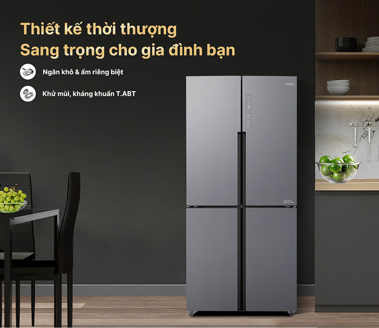 Tủ lạnh Aqua Inverter 456 lít AQR-M530EM(SLB)