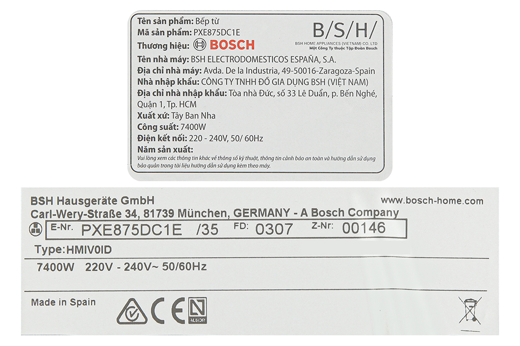Bếp từ 4 vùng nấu lắp âm Bosch PXE875DC1E - Thương hiệu