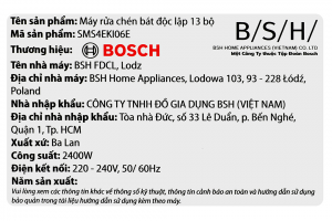 Máy rửa chén độc lập Bosch SMS4EKI06E