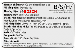 Máy rửa chén mini Bosch SKS62E38EU