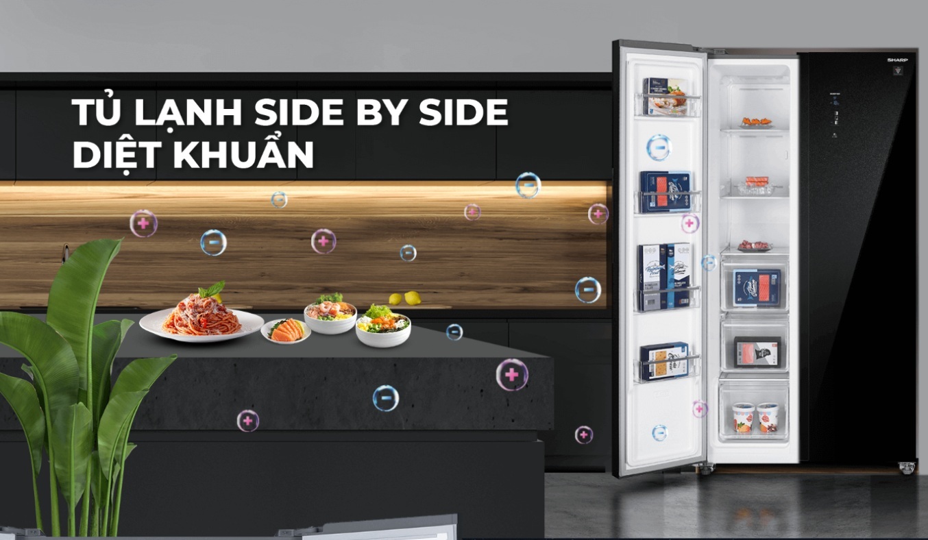 Tủ lạnh Sharp Inverter 600 lít SJ-SBXP600VG-BK diện mạo sang trọng