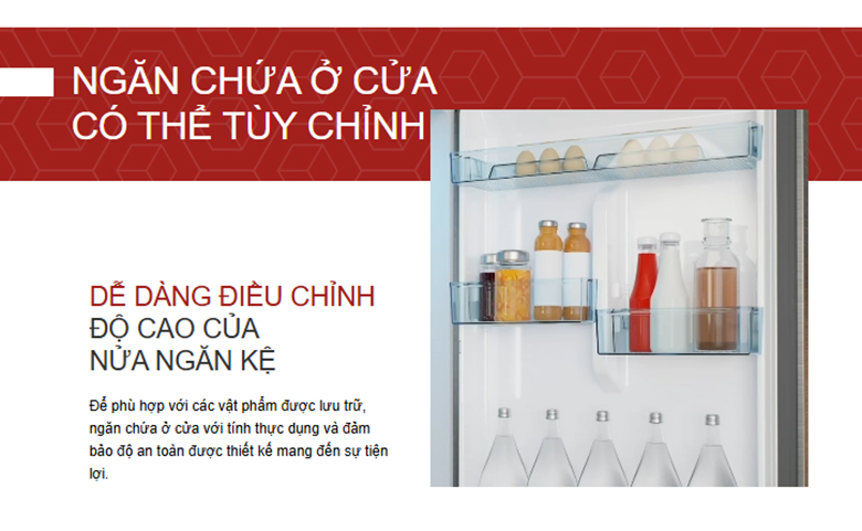 Tủ lạnh Hitachi Inverter 344 lít HRTN6379SGBKVN - Các khay thay đổi vị trí linh hoạt