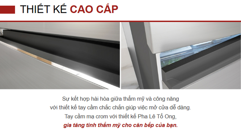 Tủ lạnh Hitachi Inverter 344 lít HRTN6379SGBKVN - Tay cầm mạ crom pha lê tổ ong