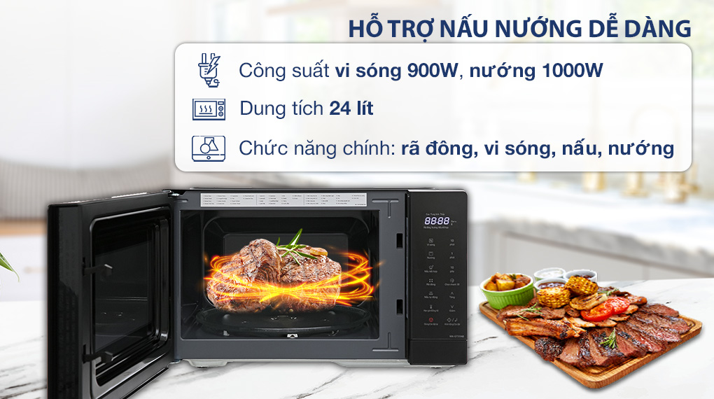 Lò vi sóng có nướng Panasonic NN-GT35NBYUE 24 lít - Hỗ trợ nấu nướng
