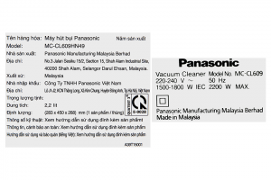 Máy hút bụi dạng hộp Panasonic MC-CL609HN49