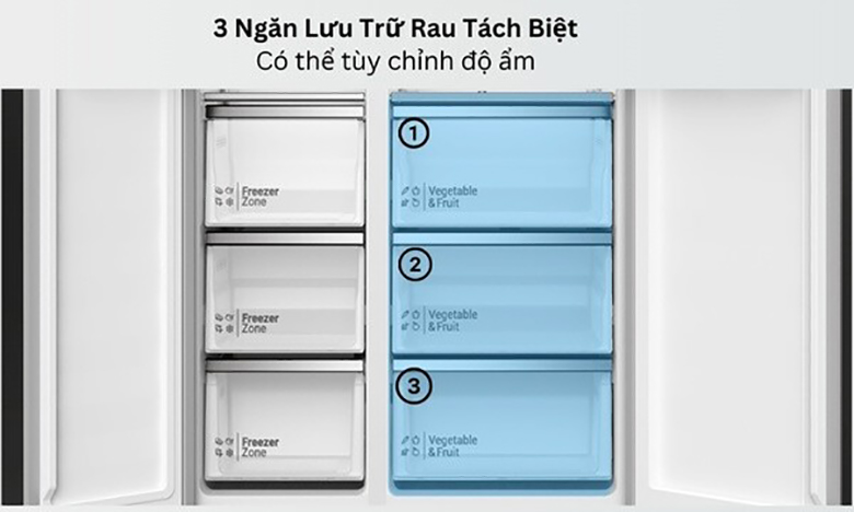 Tủ lạnh Hitachi Inverter 525 lít HRSN9552DWDXVN Side by Side - Ngăn lưu trữ rau quả thông minh 