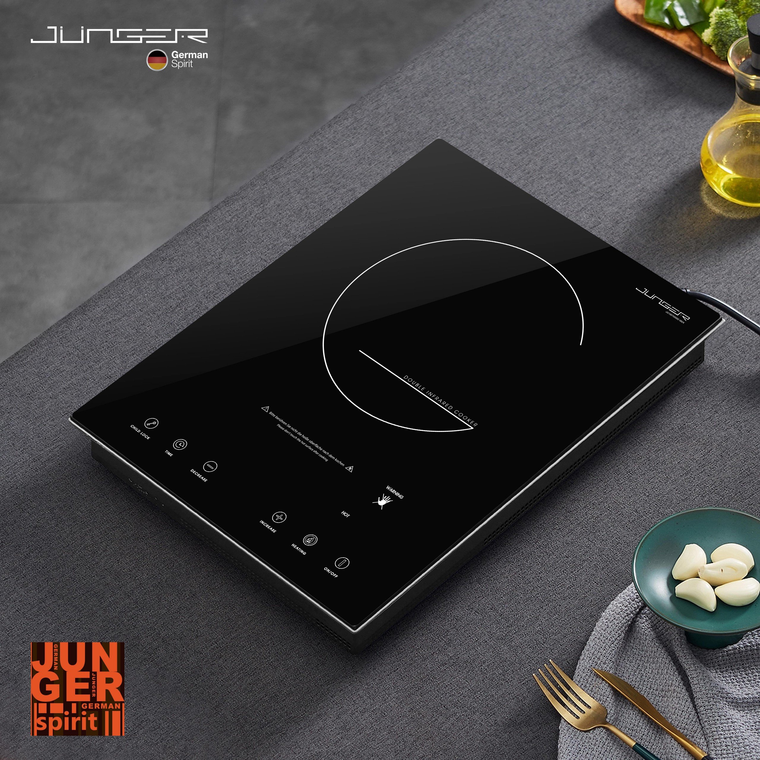 Bếp hồng ngoại đơn Junger IS-19 sở hữu thiết kế hiện đại chuẩn đẳng cấp Đức nâng tầm không gian sống.