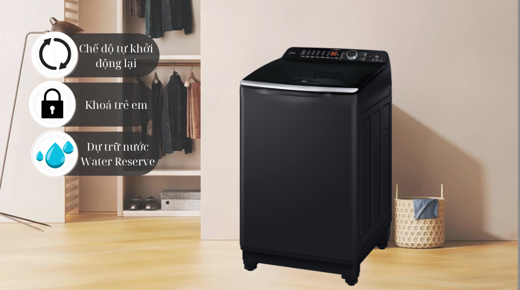 Máy giặt Aqua 11 kg AQW-FR110JT BK - tiện ích