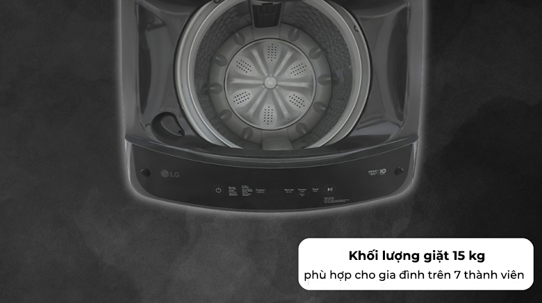 Máy giặt LG Inverter 15 kg T2515VBTB lồng đứng - Khối lượng giặt 15kg phù hợp cho gia đình trên 7 thành viên