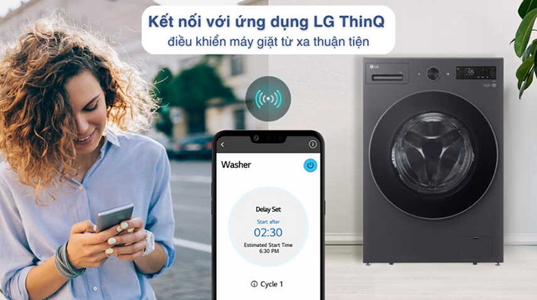 Máy giặt LG AI DD™ Inverter 17 kg F2517SNTG lồng ngang - Điều khiển tiện lợi từ xa qua ứng dụng LG ThinQ 