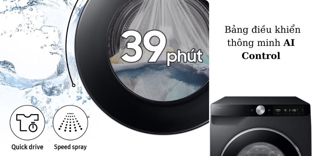 Máy Giặt Samsung WW10DG6U34LBSV với chế độ giặt Super Speed