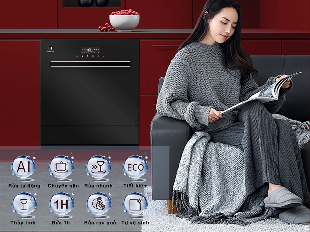 Máy rửa bát Richborn RBDG6064MQ 12 bộ có nhiều chương trình rửa khác nhau