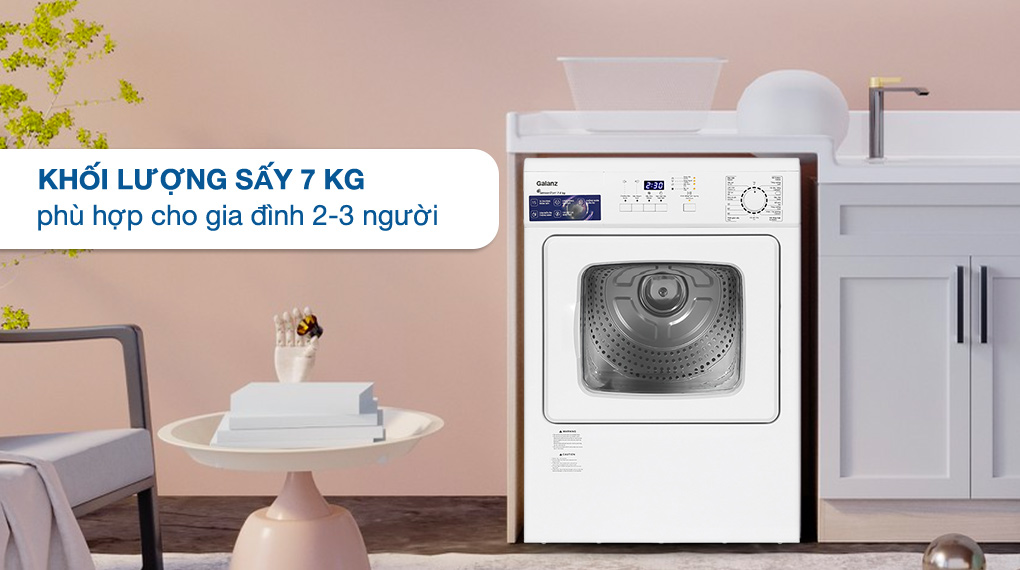 Khối lượng sấy Máy sấy thông hơi Galanz 7 kg DV-70Q1C