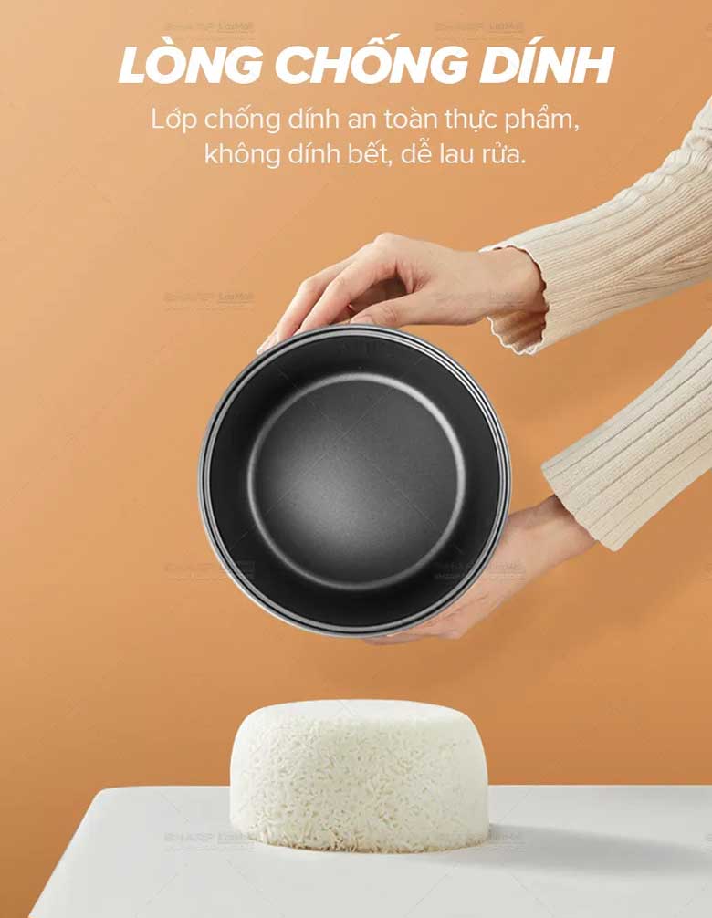 Nồi cơm điện tử Sharp KS-COM193EV-BK 1.8 lít - Lòng nồi 3 lớp phủ chống dính