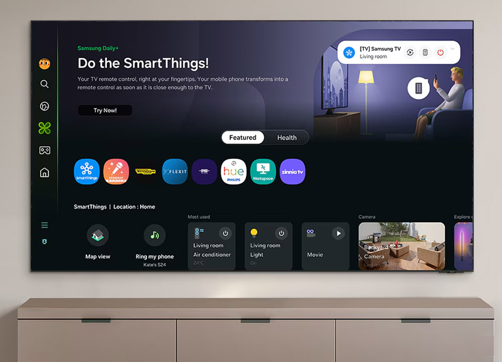 Điều khiển Smart Tivi Samsung QA55S90F với ứng dụng SmartThings