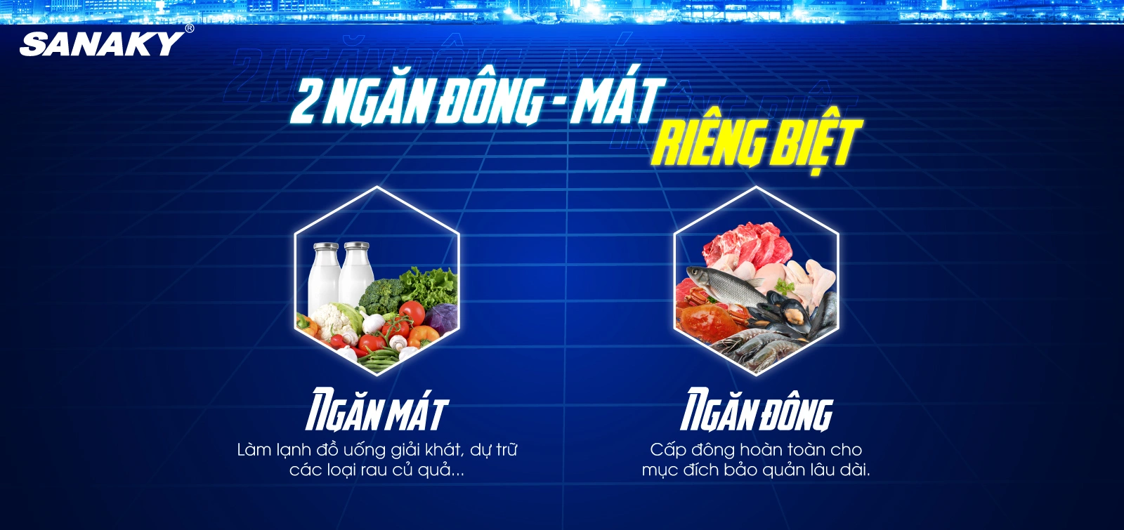 Tủ đông Sanaky VH-5699W4K 2 ngăn đông - mát riêng biệt