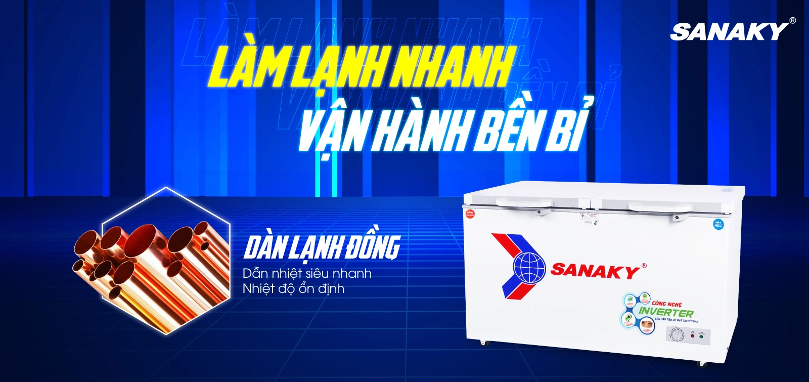 Dàn lạnh bằng đồng kết hợp công nghệ làm lạnh 360 độ