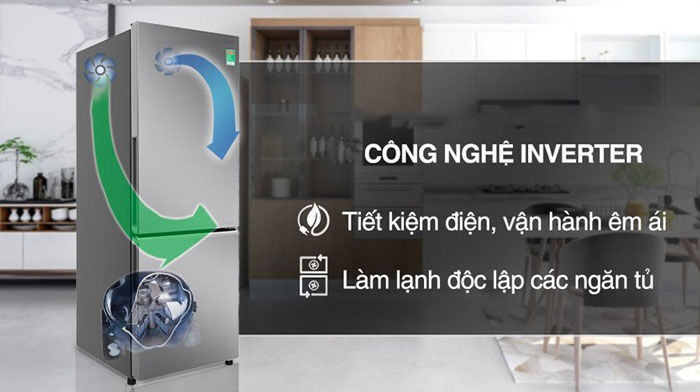 Tủ lạnh Hitachi R-B340PGV1 sử dụng máy nén Inverter giúp tiết kiệm điện năng hiệu quả