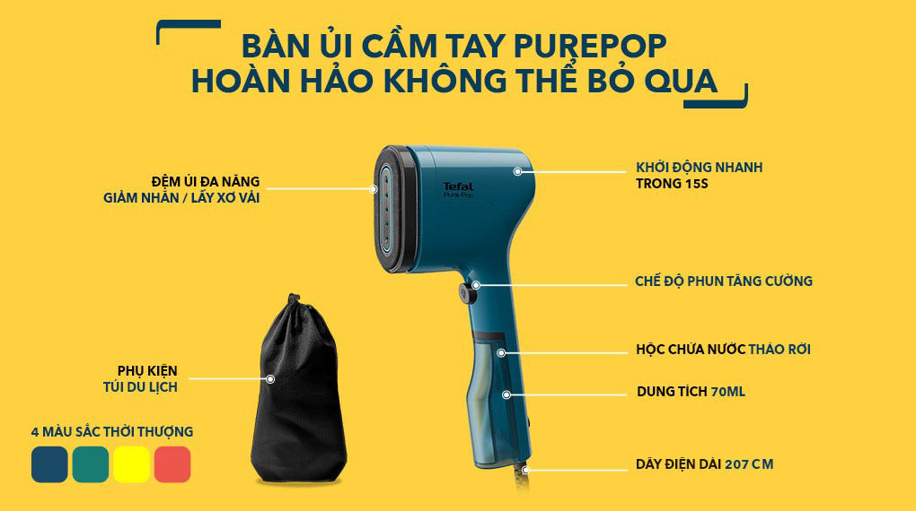 Bàn ủi hơi nước cầm tay Tefal DT2020E1 1300W - Tổng quan