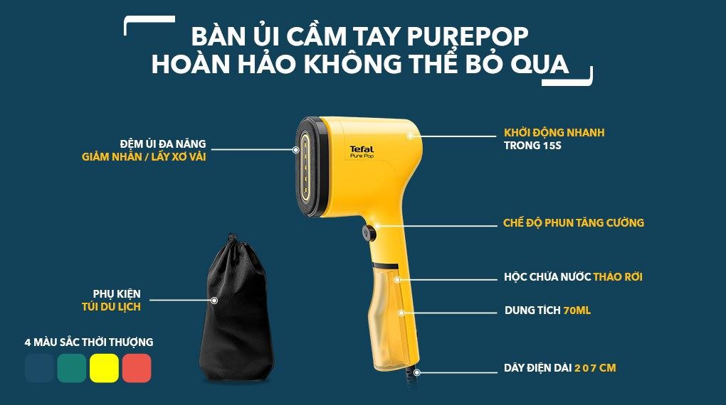 Bàn ủi hơi nước cầm tay Tefal DT2026E1 1300W - Nổi bật