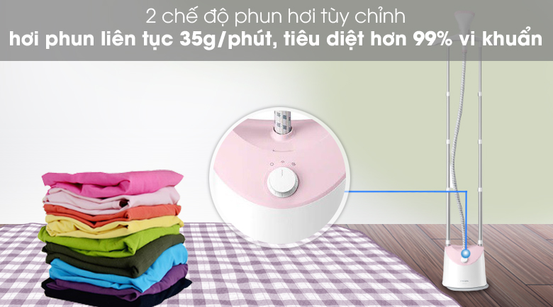 2 chế độ phun hơi - Bàn ủi hơi nước đứng Philips GC485