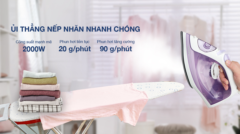 Bàn ủi hơi nước Philips DST1040/30 2000W - Lực phun hơi