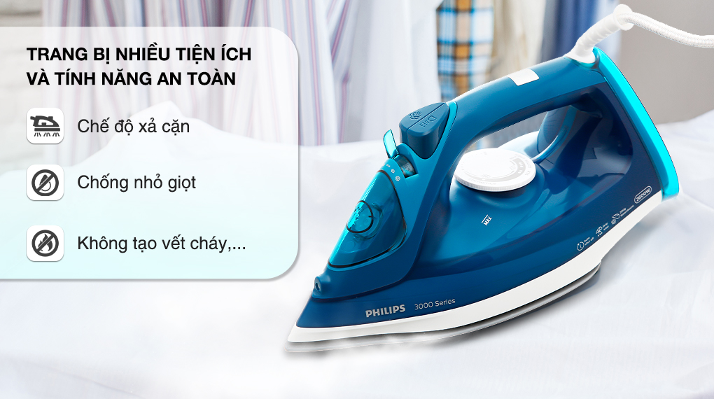 Bàn ủi hơi nước Philips DST3040/70 2600W - Tiện ích