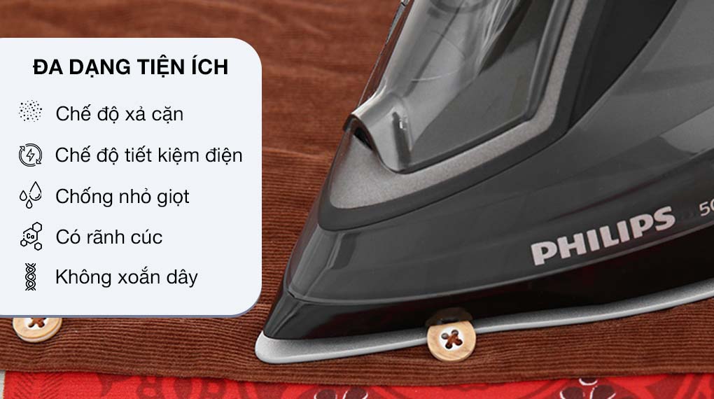 Bàn ủi hơi nước Philips DST504080 2600W - Tiện ích