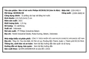 Bàn ủi hơi nước Philips GC3920 2500W