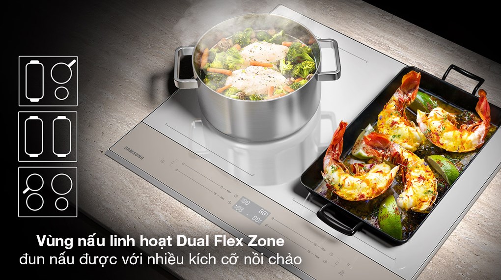 Bếp từ 4 vùng nấu Samsung Bespoke NZ64B5067YY/SV - Vùng nấu linh hoạt Dual Flex Zone