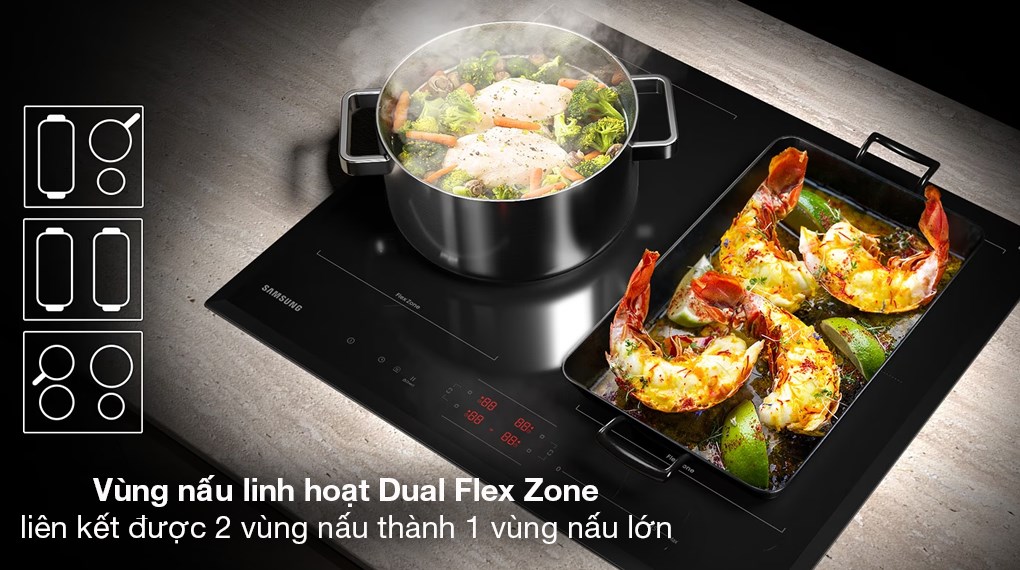 Bếp từ 4 vùng nấu Samsung NZ64B5066FK/SV - Vùng nấu linh hoạt Dual Flex Zone