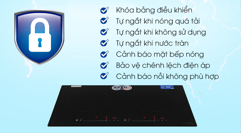 Bếp Junger CEJ 201-II có nhiều tính năng an toàn