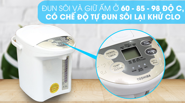 Bình thủy điện Toshiba PLK-45SF(WT)VN 4.5 lít - Nhiệt độ đun