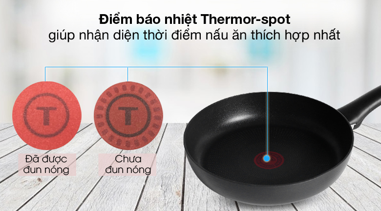 Điểm báo nhiệt - Chảo nhôm chống dính đáy từ 24 cm Tefal Ultimate G2680472