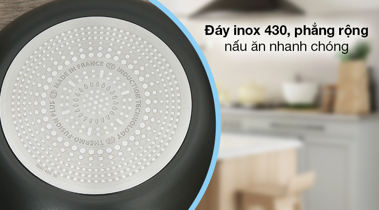 Chảo nhôm sâu chống dính đáy từ 28 cm Tefal Ultimate G2681972 - Đáy làm từ inox 430 bắt từ tốt