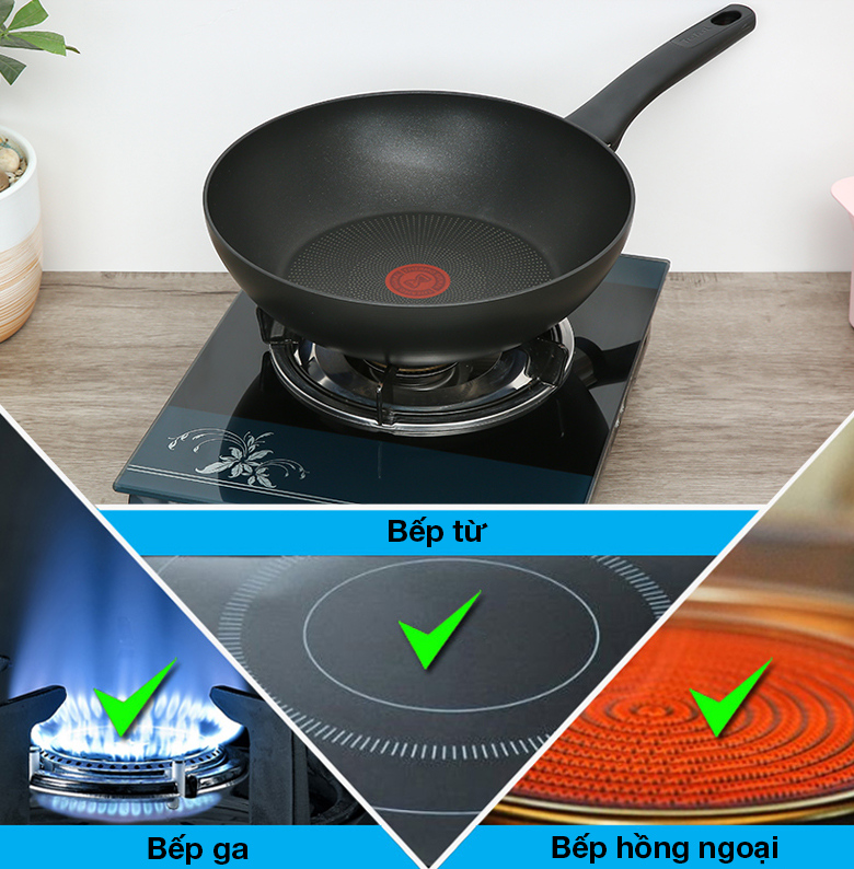 Chảo nhôm sâu chống dính đáy từ 28 cm Tefal Ultimate G2681972 - Sử dụng được với mọi loại bếp, dùng cho bếp ga, bếp hồng ngoại và cả bếp từ
