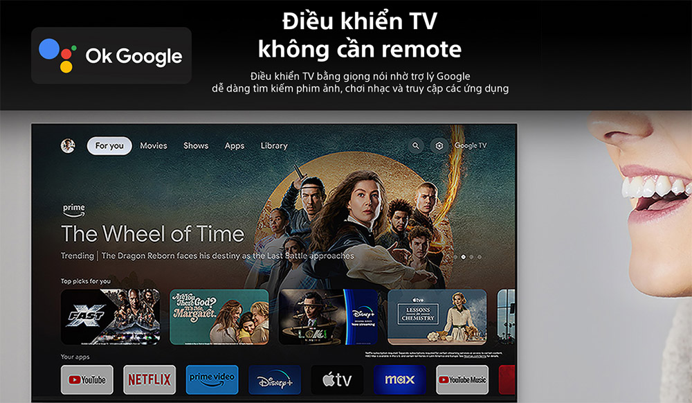 Google Assistant Sony Google TV 4K LED NỀN BRAVIA 2 II K-43S25VM2