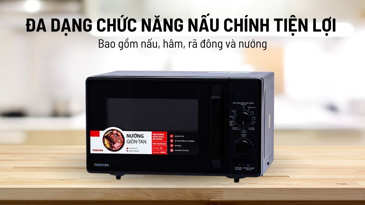 Toshiba MW2-AG24PC(BK) có đa dạng chức năng nấu chính tiện lợi