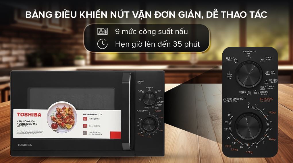 Bảng điều khiển - Lò vi sóng có nướng Toshiba MW3-MG25PE(BK) 25 lít