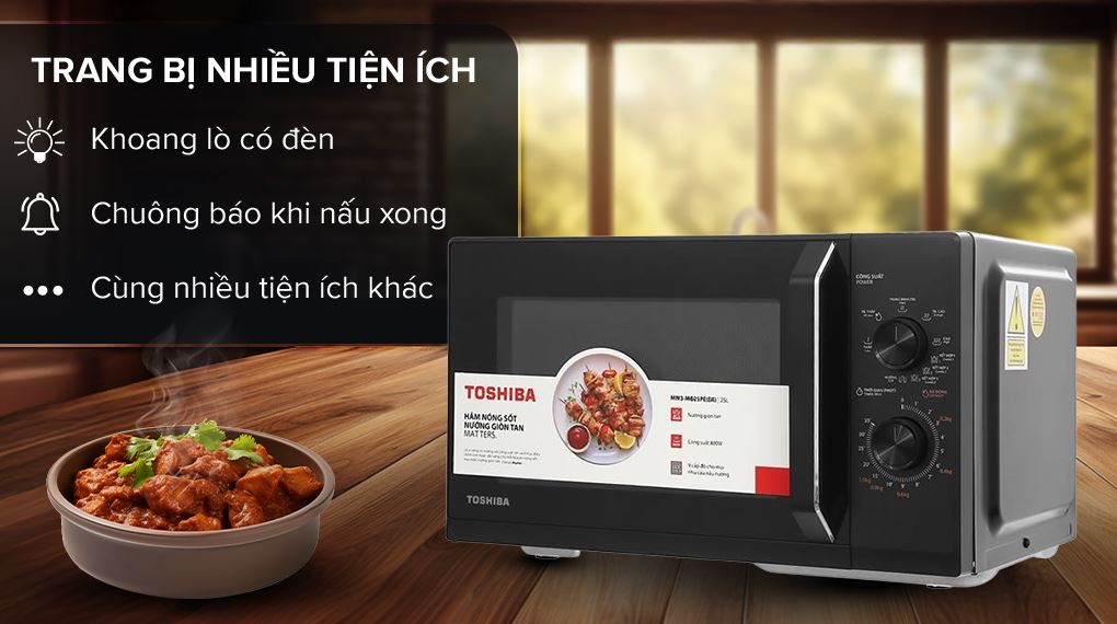 Tiện ích - Lò vi sóng có nướng Toshiba MW3-MG25PE(BK) 25 lít