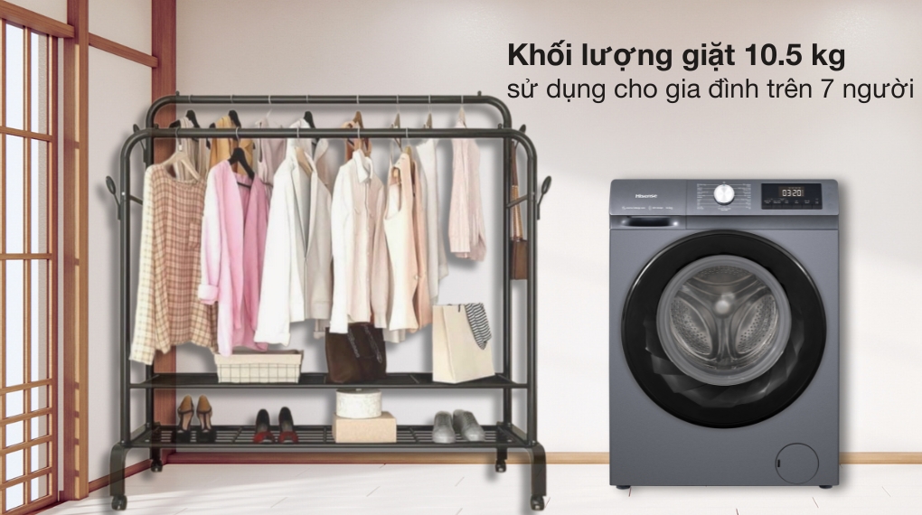 Máy giặt Hisense Inverter 10.5 kg WF105N1 - Khối lượng và chương trình giặt