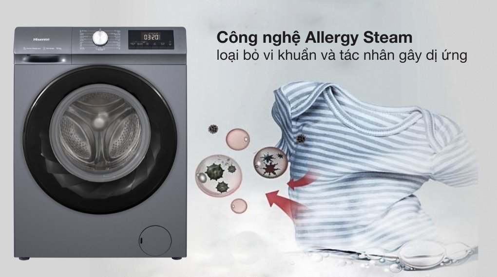 Máy giặt Hisense Inverter 10.5 kg WF105N1 - Chương trình Allergy Steam