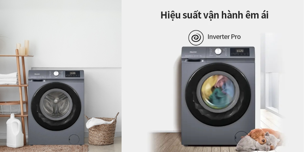 Công nghệ Inverter Pro vận hành êm ái, tiết kiệm điện trên Máy Giặt Hisense WF90N1Y