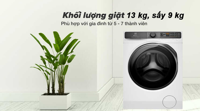 Máy giặt sấy Electrolux 13 kg EWW1343R7WC lồng ngang - Mang đến khối lượng giặt 13kg và sấy 9kg phù hợp cho gia đình đông người